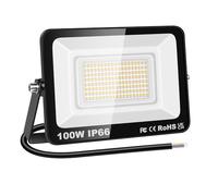 RIGIDON 1x Outdoor Flood led Work Light 100W 10000lm floodlight Warm White | no plug, 3000K, security lights, for garden yard lawn basketball football court patio landscape garage, IP66 waterproof