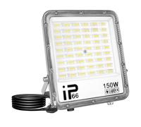 RIGIDON 1x outdoor flood led work light 150W 15000lm floodlight cold white | UK plug, security, IP66 waterproof, 6000K, for garage garden yard lawn workshop court patio, 1 m wire, 175V to 265V