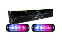 RIGIDON 2 Pcs 3.3 Inch 4 LED Safety Emergency Flashing Lights, 12V 24V Red Blue Strobe Hazard Warning Light, Breakdown Beacon Led Light Bar for Car Off road Truck SUV ATV UTE 4x4 Boat, Fog Lamps