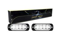 RIGIDON 2 Pcs 3.3 Inch 4 LED Safety Emergency Flashing Lights, 12V 24V White Strobe Hazard Warning Light, Breakdown Beacon Led Light Bar for Car Off road Truck SUV ATV UTE 4x4 Boat, Fog Lamps