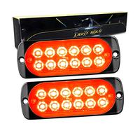 RIGIDON 2 Pcs 4.3 Inch 12 LED Safety Emergency Flashing Lights, 12V 24V Red Strobe Hazard Warning Light, Breakdown Beacon Led Light Bar for Car Truck Off road SUV ATV UTE 4x4, Fog Lamps