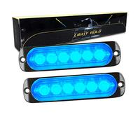 RIGIDON 2 Pcs 4.3 Inch 6 LED Safety Emergency Flashing Lights, 12V 24V Blue Strobe Hazard Warning Light, Breakdown Beacon Led Light Bar for Car Truck Off road SUV ATV UTE 4x4, Fog Lamps