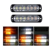 RIGIDON 2 Pcs 4.3 Inch 6 LED Safety Emergency Flashing Lights, 12V 24V White Amber Strobe Hazard Warning Light, Breakdown Beacon Led Light Bar for Car Truck Off road SUV ATV UTE 4x4, Fog Lamps