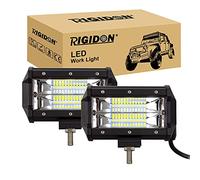 RIGIDON 2 Pcs Led Work Light Bar, 5 inch 72W Flood Beam, 12V 24V Driving Lights Lamp for Car Off road Boat Truck 4x4 SUV ATV Tractors Excavator, 6000K White, Fog Lamp