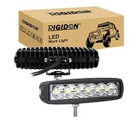 RIGIDON 2 Pcs Led Work Light Bar, 6 inch 18W Spot Beam, 12V 24V Driving Lights Lamp for Car Off road Boat Truck 4x4 SUV ATV Tractors Excavator, 6000K White, Fog Lamp