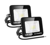 RIGIDON 2 Pcs Outdoor Flood LED Work Light, 10W 1000 Lumens Floodlight, Daylight Cold White Security Lights for Garden Yard Lawn Basketball Football Court Patio Landscape, IP66 Waterproof 6000K