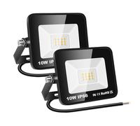 RIGIDON 2 Pcs Outdoor Flood LED Work Light, 10W 1000 Lumens Floodlight, Daylight Warm White Security Lights for Garden Yard Lawn Basketball Football Court Patio Landscape, IP66 Waterproof 3000K
