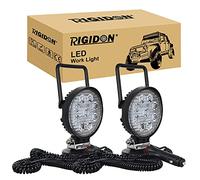 RIGIDON 2 Pcs Portable Magnetic Base Round Led Work Light, 4 inch 27W Spot Beam, 12V 24V Driving Lights Lamp for Car Off road Truck 4x4 SUV ATV Tractors Excavator, 6000K White,Led Search Lights