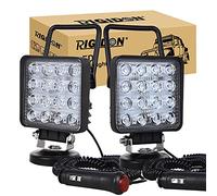 RIGIDON 2 Pcs Portable Magnetic Base Square Led Work Light, 4 inch 48W Flood Beam, 12V 24V Driving Lights Lamp for Car Off road Truck 4x4 SUV ATV Tractors Excavator, 6000K White, Led Search Lights