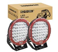 RIGIDON 2 Pcs Red Case Round Led Work Light, 9 inch 225W Spot Beam, 12V 24V Driving Lights Lamp Headlight for Car Off road Boat Truck 4x4 SUV ATV Tractors Excavator, 6000K White, Fog Lamp