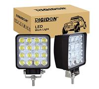 RIGIDON 2 Pcs Square Led Work Light, 4 inch 48W Flood Beam, 12V 24V Driving Lights Lamp for Car Off road Boat Truck 4x4 SUV ATV Tractors Excavator, 6000K White, Fog Lamp