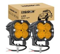 RIGIDON 2 Pcs Square Mini Led Work Light, 3 inch 30W Floodlight, 3000 lumen 12V 24V Outdoor Driving Lamp for Car Off road Boat Truck 4x4 SUV ATV Tractors Excavator Motorcycle, Fog Lamp, 3500K Yellow