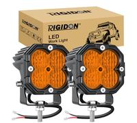 RIGIDON 2 Pcs Square Mini Led Work Light, 3 inch 30W Floodlight, 3000 lumen 12V 24V Outdoor Driving Lamp for Car Off road Boat Truck 4x4 SUV ATV Tractors Excavator Motorcycle, Fog Lamp, 3000K Amber