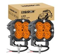 RIGIDON 2 Pcs Square Mini Led Work Light, 3 inch 30W Spotlight, 3000 lumen 12V 24V Outdoor Driving Lamp for Car Off road Boat Truck 4x4 SUV ATV Tractors Excavator Motorcycle, Fog Lamp, 3000K Amber