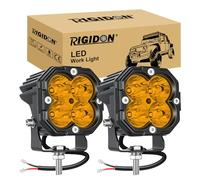 RIGIDON 2 Pcs Square Mini Led Work Light, 3 inch 30W Spotlight, 3000 lumen 12V 24V Outdoor Driving Lamp for Car Off road Boat Truck 4x4 SUV ATV Tractors Excavator Motorcycle, Fog Lamp, 3500K Yellow