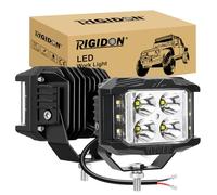 RIGIDON 2 x Led Work Light Bar, 3 Sides Shooter 4 inch 35W 3500 lumens Spotlight, 12V 24V Driving Lamp for Car Off road Boat Truck 4x4 SUV ATV Tractors Excavator, 6000K White, Fog Lamp