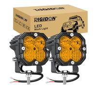 RIGIDON 2 x Square Mini Led Work Light, 3 inch 30W 3000LM, Flood Spot Combo Beam, 12V 24V Outdoor Fog Driving Lamp for Car Off road Boat Truck 4x4 SUV ATV Tractors Excavator Motorcycle, 3500K Yellow