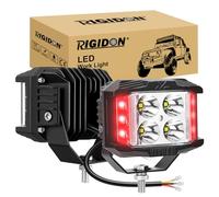 RIGIDON 2 x Strobe Led Work Light Bar, 3 Sides Shooter 4 inch 35W 3500 lumens Spotlight, 12V 24V Driving Lamp for Car Off road Boat Truck 4x4 SUV ATV Tractors Excavator, Red White, Fog Lamp
