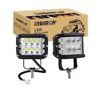 RIGIDON 2 x Strobe Led Work Light Bar, 3 Sides Shooter 4 inch 35W 3500 lumens Spotlight, 12V 24V Driving Lamp for Car Off road Boat Truck 4x4 SUV ATV Tractors Excavator, Amber White, Fog Lamp