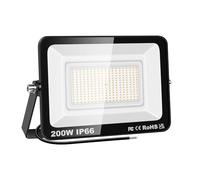RIGIDON 200W LED Flood Light Outdoor 20000LM Super Bright Outdoor Lights 3000K Daylight Warm White IP66 Waterproof Security Lights for Garden, Garage, Yard, Sports Ground, Patio