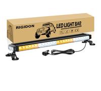 RIGIDON 26Inch 54 LED Rooftop Emergency Strobe Lights Bar, Double Side Flashing Safety Warning Beacon Light with Magnetic Base for Snow Plow, Trucks, Construction Vehicles(Amber/White)