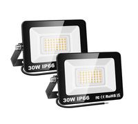 RIGIDON 2Pcs 30W LED Flood Light Outdoor 3000LM Super Bright Outdoor Lights 4000K Daylight Warm White IP66 Waterproof Security Lights for Garden, Garage, Yard, Sports Ground, Patio, Pathway Porch