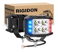 RIGIDON 2PCS 4Inch 10CM 35W Spot Flood Fog Light, Three-sided LED Work Light, Strobe Red & Blue 12V 24V Offroad Lamp for Truck ATV SUV UTV Boat 4x4 Car Roof Luggage Rack, Bumper, Hood