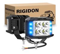 RIGIDON 2PCS 4Inch 35W Three-sided LED Work Light, Strobe Blue & White