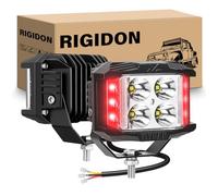 RIGIDON 2PCS 4Inch 35W Three-sided LED Work Light, Strobe Red & White