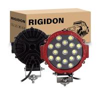 RIGIDON 2PCS 51W Round LED Fog Light,7Inch Flood LED Work Light 12V 24V Driving Off-Road for Truck Car Boat Pickup SUV ATV UTV 4X4WD Forklift-Red