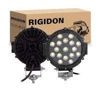 RIGIDON 2PCS 51W Round LED Fog Light,7Inch Flood LED Work Light 12V 24V Driving Off-Road Light for Truck Car Boat Pickup SUV ATV UTV 4X4WD Forklift-Black