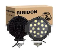 RIGIDON 2PCS 51W Round LED Fog Light,7Inch Spot LED Work Light 12V 24V Driving Off-Road Light for Truck Car Boat Pickup SUV ATV UTV 4X4WD Forklift-Black