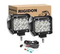 RIGIDON 2PCS LED Fog Lights with Wire Harness, 4Inch 36W Triple Row Spot Waterproof Off Road LED Work Light for ATV SUV Boat Truck Pickup 4x4 Car Light Bar