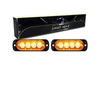 RIGIDON 2x 3.3 inch safety emergency flashing lights, 4 leds yellow | 12V 24V, no controller, strobe hazard warning light bar, breakdown beacon, waterproof, for car truck off road SUV boat 4x4