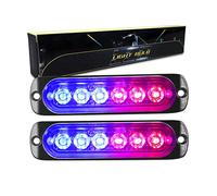 RIGIDON 2x 4.3 inch safety emergency flashing lights, 6 leds red blue