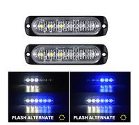 RIGIDON 2x 4.3 inch safety emergency flashing lights, 6 leds white blue