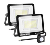 RIGIDON 2X Pir Motion Sensor Outdoor Security Light, 100W led floodlight