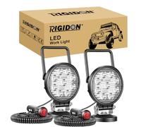 RIGIDON 2X Portable Magnetic Round led Work Light 4" 27W spot Search lamp | 12V 24V, For Car Off road Truck SUV ATV UTE 4x4 vehicle Tractor Excavator Boat, Waterproof, 6000K white, Auxiliary, driving