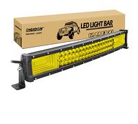 RIGIDON 3000K Yellow Color Led Light Bar 12V 24V Curved 22 inch 270W, 7D Tri row Driving Work Lamp for Car Off road Truck SUV UTE ATV 4x4, Flood Spot Combo Beam, Waterproof Fog Lamp