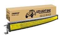 RIGIDON 3000K Yellow Color Led Light Bar 12V 24V Curved 42 inch 540W, 7D Tri row Driving Work Lamp for Car Off road Truck SUV UTE ATV 4x4, Flood Spot Combo Beam, Waterproof Fog Lamp