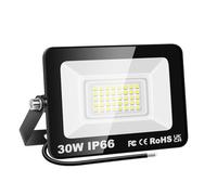 RIGIDON 30W LED Flood Light Outdoor 3000LM Super Bright Outdoor Lights 6000K Daylight White IP66 Waterproof Security Lights for Garden, Garage, Yard, Sports Ground, Patio (White, 30W)