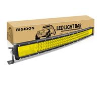 RIGIDON 32 Inch 405W Curved Amber LED Light Bar, Triple Row Flood Spot Combo 40500LM Light Bar Waterproof Driving Boat Offroad LED Work Light for ATV UTV Truck Roof Bumper