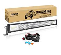 RIGIDON 32 inch 405W Straight Led Light Bar with 12V Wiring Harness Cable Kit, 7D Tri Row Driving Fog Lamp for Car Off Road Truck SUV UTE ATV 4x4, Flood Spot Combo Beam, Waterproof, 6000K White