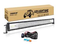 RIGIDON 32 inch 405W Straight Led Work Light Bar With 12V Wiring Harness Cable Kit, 7D Tri Row Driving Fog Lamp for Car Off road Truck SUV ATV 4x4 Boat, Flood Spot Combo Beam, Waterproof, 6000K White