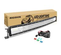 RIGIDON 32Inch 405W Curved LED Light Bar Triple Row Flood Spot Combo Offroad Driving Light Bar, LED Work Light for Boat UTV Truck ATV Roof Bumper with Wiring Harness