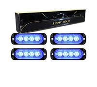 RIGIDON 4 Pcs 3.3 Inch 4 LED Safety Emergency Flashing Lights, 12V 24V Blue Strobe Hazard Warning Light, Breakdown Beacon Led Light Bar for Car Off road Truck SUV ATV UTE 4x4 Boat, Fog Lamps