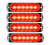 RIGIDON 4 Pcs 4.3 Inch 6 LED Safety Emergency Flashing Lights, 12V 24V Red Strobe Hazard Warning Light, Breakdown Beacon Led Light Bar for Car Off road Truck SUV ATV UTE 4x4 Boat, Fog Lamps