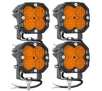 RIGIDON 4 Pcs Square Mini Led Work Light, 3 inch 30W Floodlight, 3000 lumen 12V 24V Outdoor Driving Lamp for Car Off road Boat Truck 4x4 SUV ATV Tractors Excavator Motorcycle, Fog Lamp, 3000K Amber