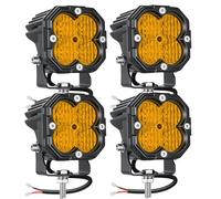 RIGIDON 4 Pcs Square Mini Led Work Light, 3 inch 30W Floodlight, 3000 lumen 12V 24V Outdoor Driving Lamp for Car Off road Boat Truck 4x4 SUV ATV Tractors Excavator Motorcycle, Fog Lamp, 3500K Yellow