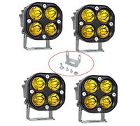 RIGIDON 4 Pcs Square Mini Led Work Light, 3 inch 30W Spotlight, 3000 lumen 12V 24V Outdoor Driving Lamp for Car Off road Boat Truck 4x4 SUV ATV Tractors Excavator Motorcycle, Fog Lamp, 3500K Yellow